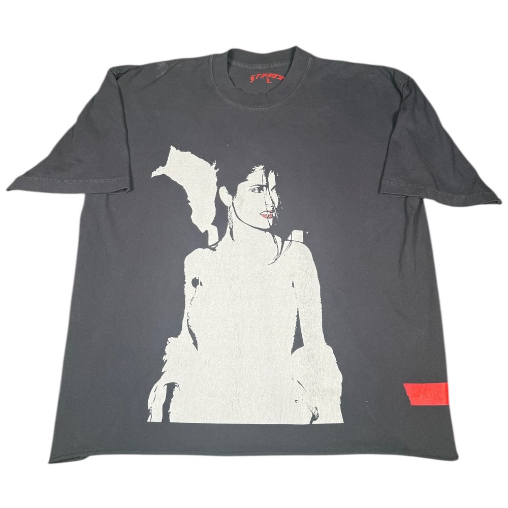 STRUCK Graphic T Shirt Dark Grey Woman Portrait Print Size L
